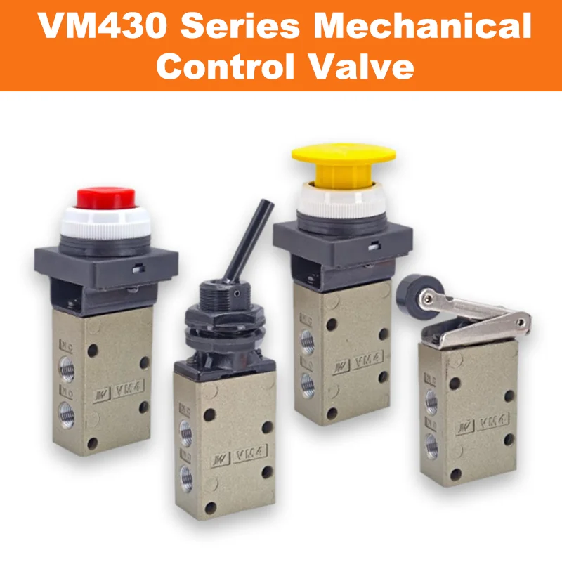 NEW Type VM430 Series Mechanical Control Valve Pneumatic Push Button Valve With Color Cap VM430-01-00-/R/B/G/Y 1/8" PT Thread
NEW Type VM430 Series Mechanical Control Valve Pneumatic Push Button Valve With Color Cap VM430-01-00-/R/B/G/Y 1/8" PT Thread