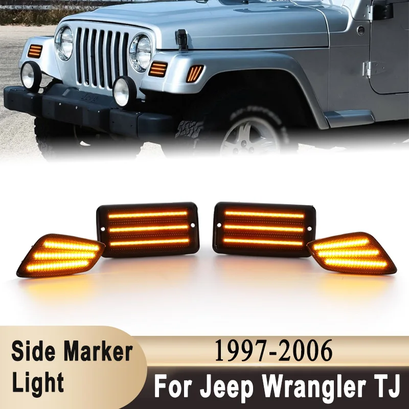 For Jeep Wrangler TJ 1997-2006 Signal LED Front Bumper Parking Lamp & Front Fender Side Marker Lamps Amber White Flowing Light
For Jeep Wrangler TJ 1997-2006 Signal LED Front Bumper Parking Lamp & Front Fender Side Marker Lamps Amber White Flowing Light