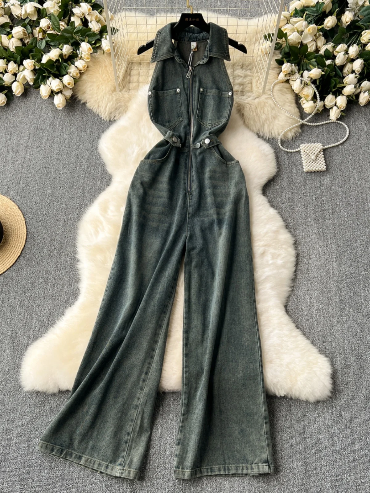 Trendy Long Wide Leg Denim Pants Women's Sweet Cool Faionable Collar Zip High Waist Slimming Onesie Straight Cut Commute Sle
Trendy Long Wide Leg Denim Pants Women's Sweet Cool Faionable Collar Zip High Waist Slimming Onesie Straight Cut Commute Sle
