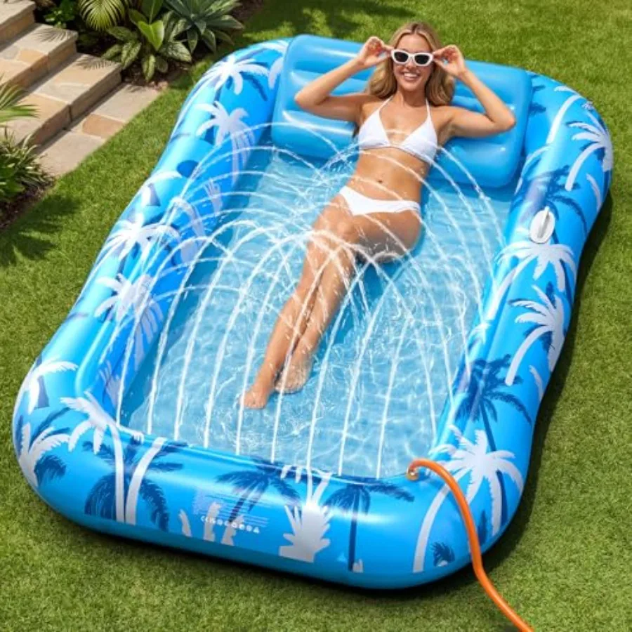 Inflatable Tanning Pool Lounger Float with Sprinkler, X-Large Pool Floats with Auto Spray Cooling, 6 in 1 Sunbathing Lounge Flo
Inflatable Tanning Pool Lounger Float with Sprinkler, X-Large Pool Floats with Auto Spray Cooling, 6 in 1 Sunbathing Lounge Flo
