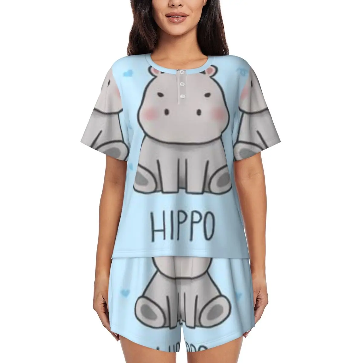 Comfortable Cute Hippo round neck high-quality Women Pajamas 2 Pieces Set Loungewear pyjama short sleeved pajamas set
Comfortable Cute Hippo round neck high-quality Women Pajamas 2 Pieces Set Loungewear pyjama short sleeved pajamas set