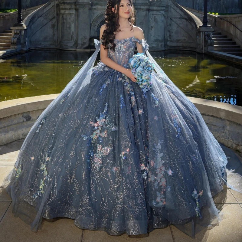 Navy Blue Shiny Ball Gown Quinceanera Dresses 2026 Sequin Applique Bow Beading Crystal Corset Tull Off Shoulder Sweet 16 Dress
Navy Blue Shiny Ball Gown Quinceanera Dresses 2026 Sequin Applique Bow Beading Crystal Corset Tull Off Shoulder Sweet 16 Dress