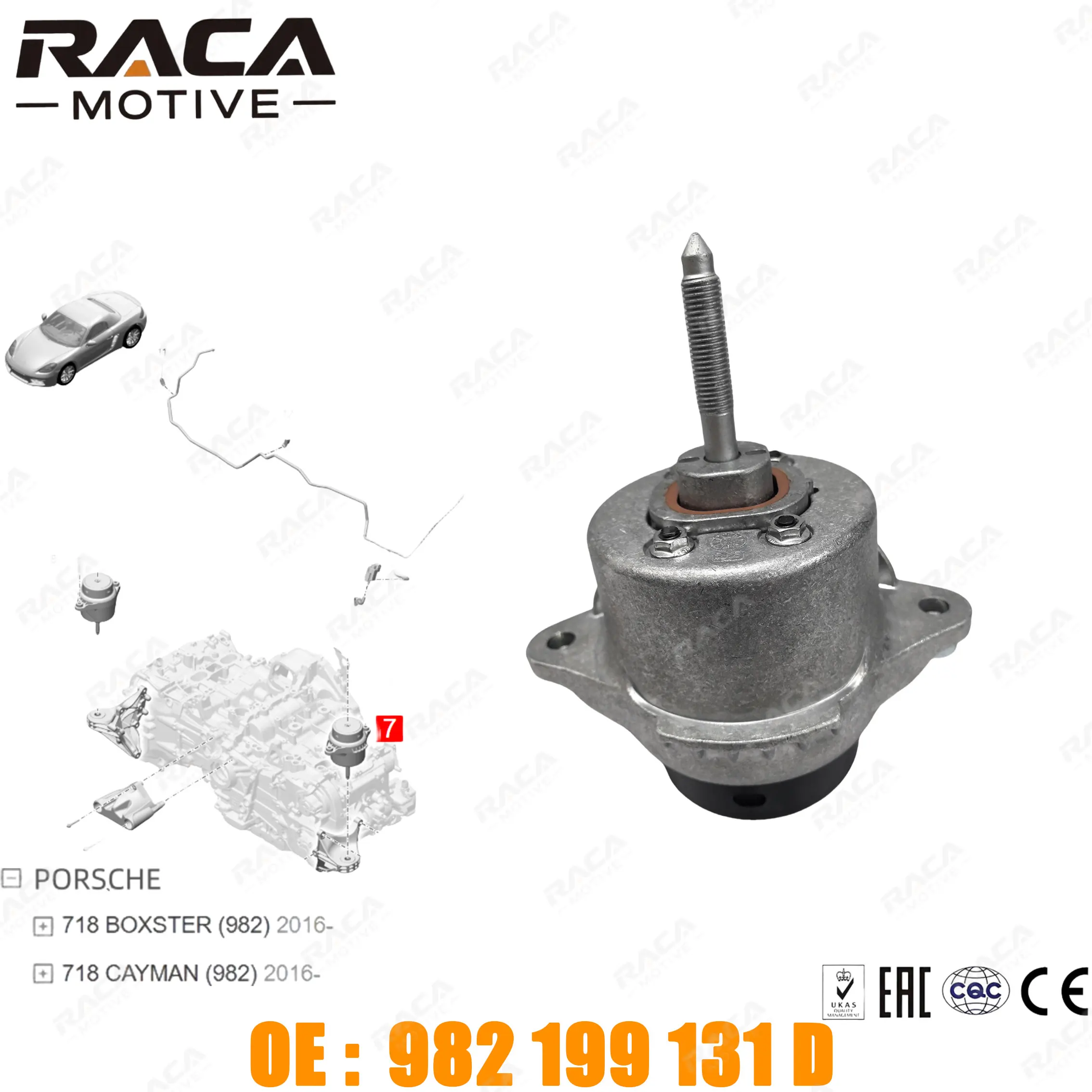 Engine Mount For Porsche 718 BOXSTER (982) 718 CAYMAN (982) 2016- 2.0T 2.5T 982199131B 982199131D 982199131C
Engine Mount For Porsche 718 BOXSTER (982) 718 CAYMAN (982) 2016- 2.0T 2.5T 982199131B 982199131D 982199131C