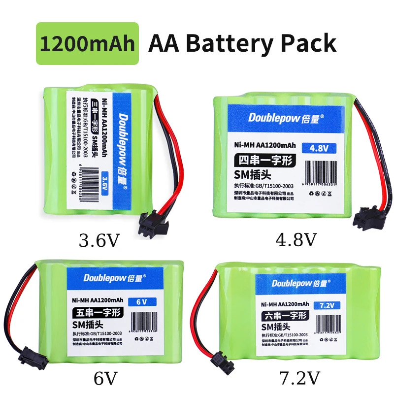 Ni-MH Rechargeable AA Battery Pack 3.6V 4.8V 6V 7.2V 1200mah with SM Plug for Rc Toys Cars Electric Tools Security Facilities
Ni-MH Rechargeable AA Battery Pack 3.6V 4.8V 6V 7.2V 1200mah with SM Plug for Rc Toys Cars Electric Tools Security Facilities
