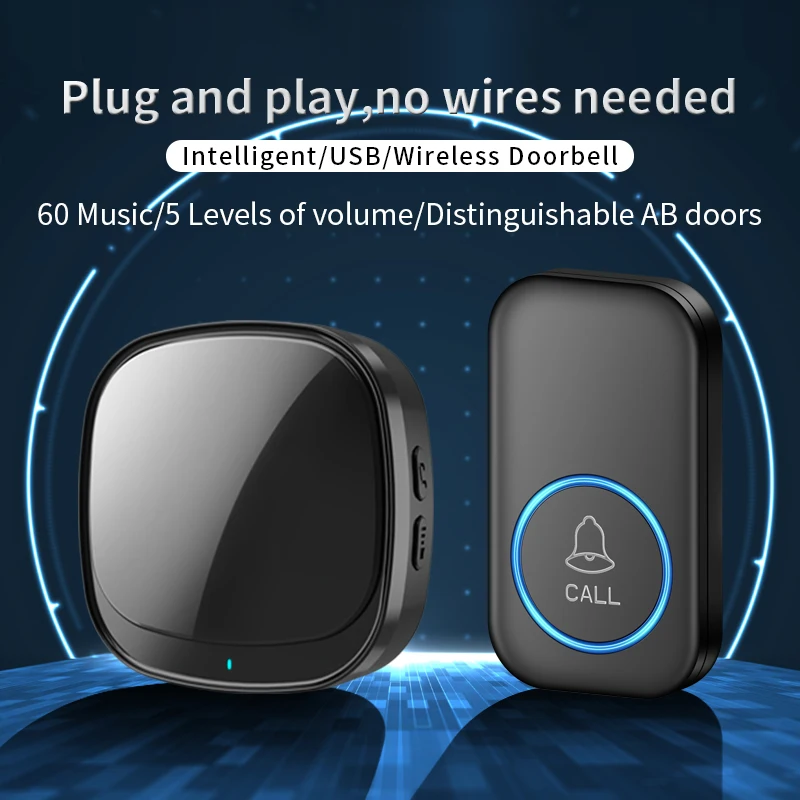 CACAZI Home Wireless Doorbell USB Battery Operated Control Waterproof 300M Remote 60 Song Intelligent Cordless Outdoor Call Bell
CACAZI Home Wireless Doorbell USB Battery Operated Control Waterproof 300M Remote 60 Song Intelligent Cordless Outdoor Call Bell
