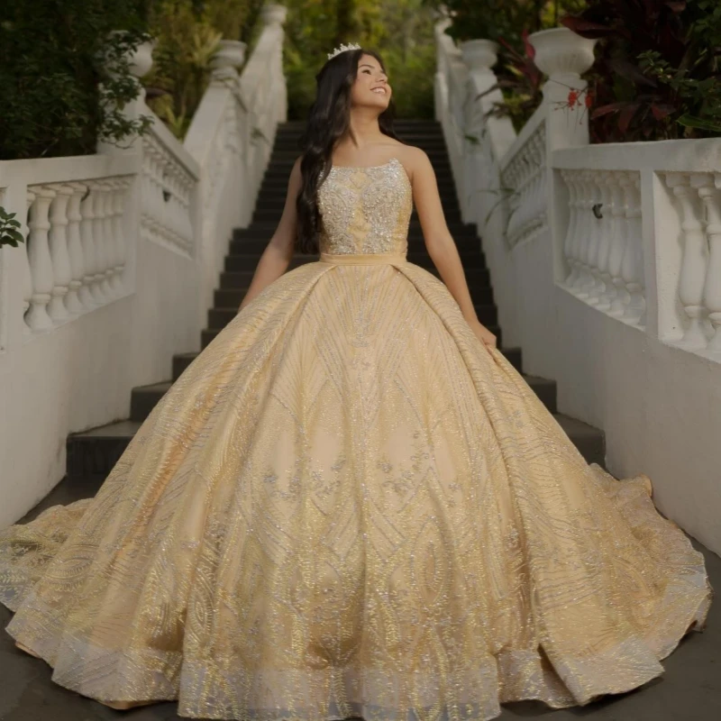 Champagne Shiny Quinceanera Dresses Ball Gown Off The Shoulder Sequin Applique Lace Beading Crystal Corset Party Birthday Sweet
Champagne Shiny Quinceanera Dresses Ball Gown Off The Shoulder Sequin Applique Lace Beading Crystal Corset Party Birthday Sweet