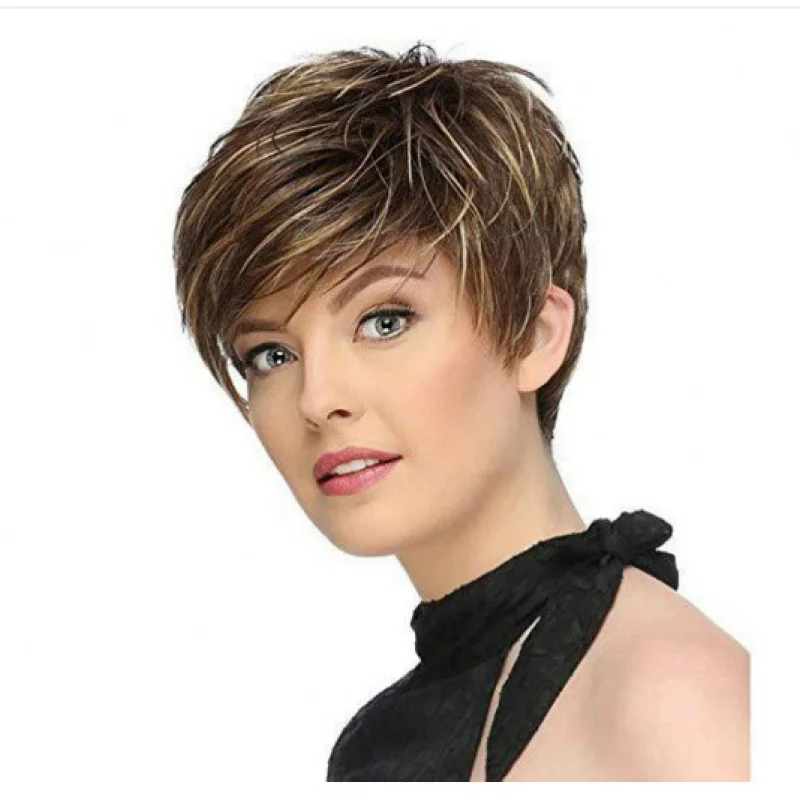 European and American women's in piano color, with slightly side-swept bangs, natural short curly hair wig
European and American women's in piano color, with slightly side-swept bangs, natural short curly hair wig