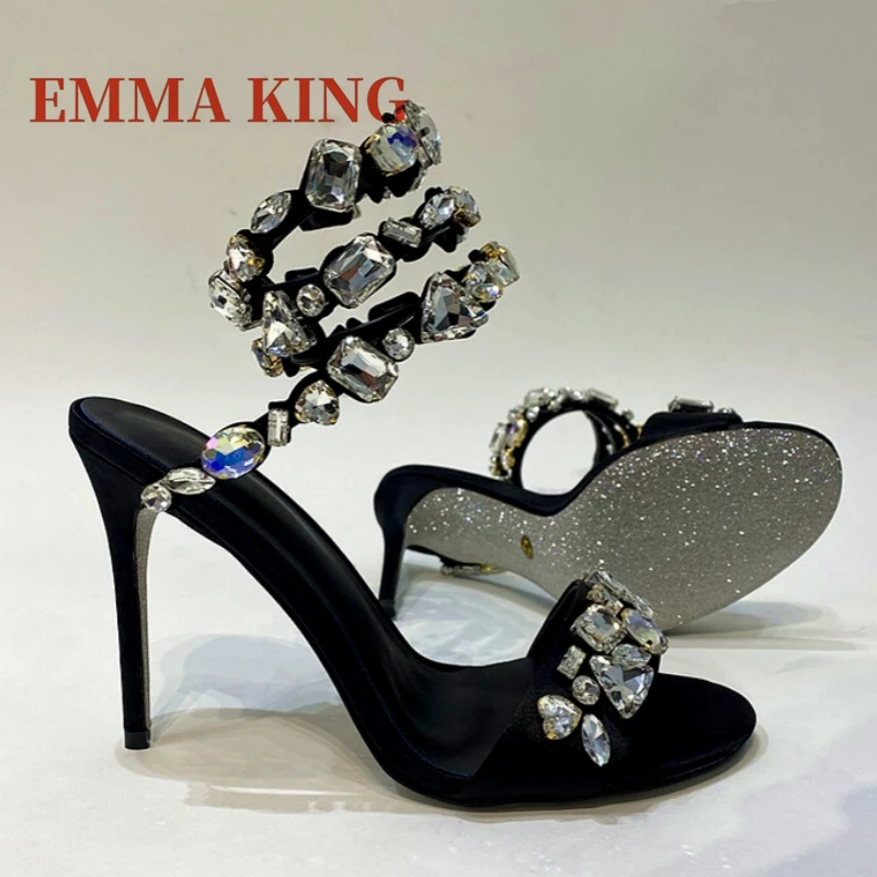 Women Gemstone Snake Shaped Sandals Female Rhinestone Embellished Ankle Wrap High Heels Sandals Bling Bling Party Dress Shoes 46
Women Gemstone Snake Shaped Sandals Female Rhinestone Embellished Ankle Wrap High Heels Sandals Bling Bling Party Dress Shoes 46