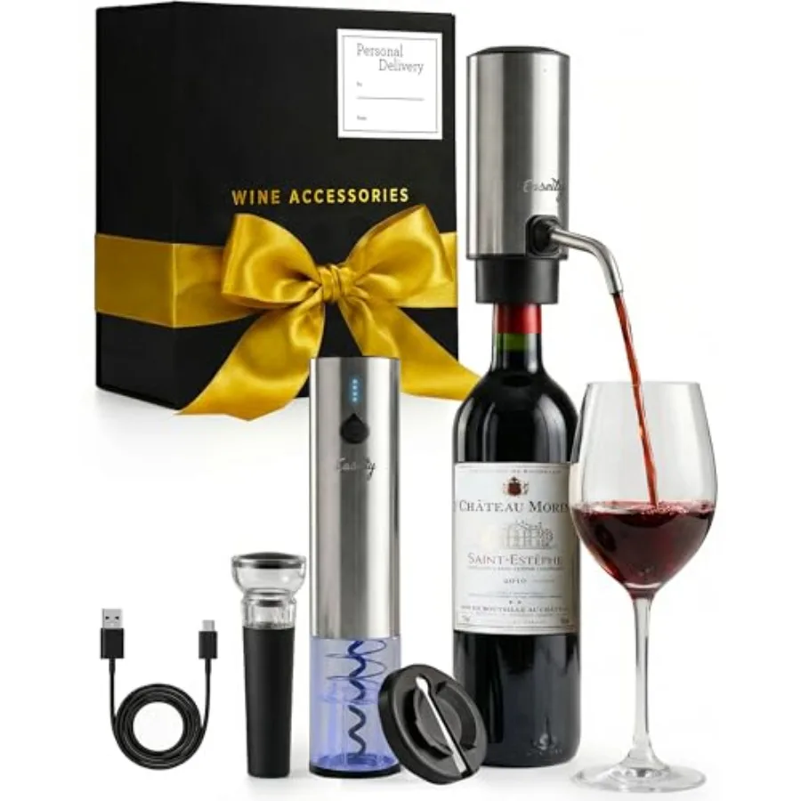 Rechargeable Electric Wine Opener Gift Set — All-in-One Wine Accessories Kit with Automatic Bottle Opener Foil Cutter Vacuum St
Rechargeable Electric Wine Opener Gift Set — All-in-One Wine Accessories Kit with Automatic Bottle Opener Foil Cutter Vacuum St