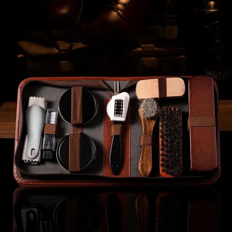 AB34-Deluxe Shoe Polish Kit - Portable Shoe Shine Kit With Genuine Horsehair Brush, Black Shoe Polish, And Clear Shoe Polish
AB34-Deluxe Shoe Polish Kit - Portable Shoe Shine Kit With Genuine Horsehair Brush, Black Shoe Polish, And Clear Shoe Polish