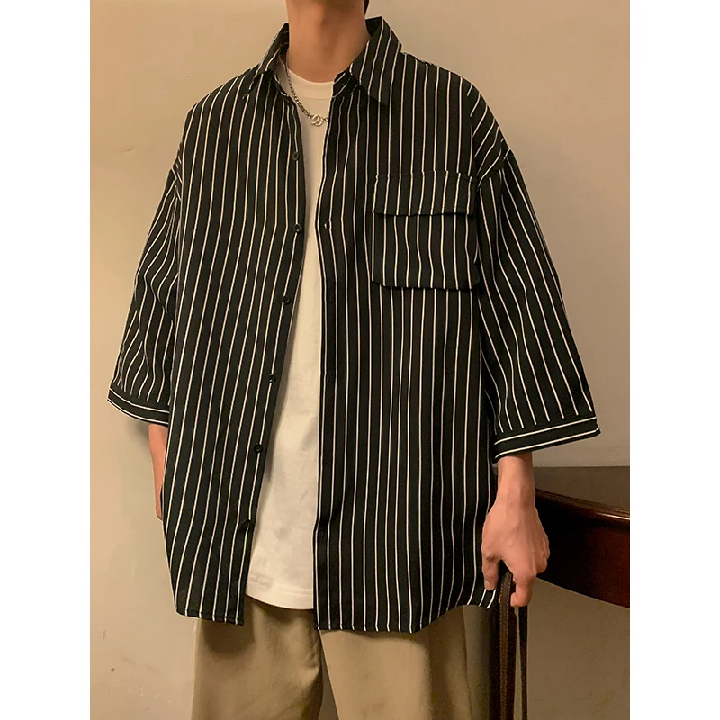 Lightweight Breathable Men's Cityboy Shirt Summer Thin Striped Workwear Top Trendy Button-Up Loose Fit Short Sleeve Jeans
Lightweight Breathable Men's Cityboy Shirt Summer Thin Striped Workwear Top Trendy Button-Up Loose Fit Short Sleeve Jeans
