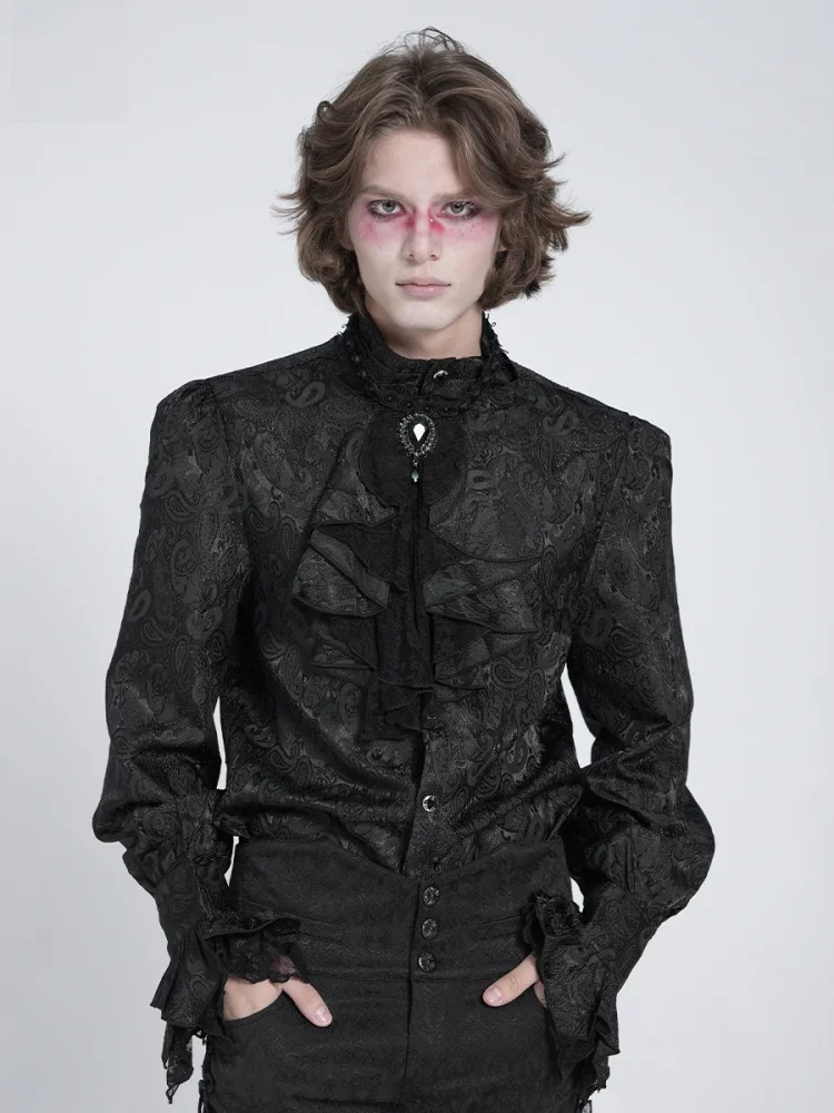 Gothic Dark Style Long Sleeve Shirt with Nutflower Embroidery by Devil Fashion Standard Fit Youthful Trend for Men And Women
Gothic Dark Style Long Sleeve Shirt with Nutflower Embroidery by Devil Fashion Standard Fit Youthful Trend for Men And Women