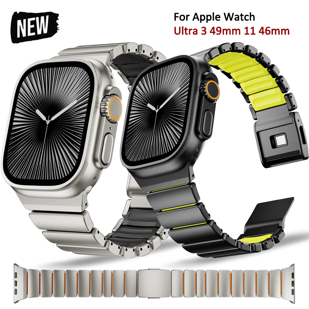 Магнитный браслет для Apple Watch Ultra 3 49 мм Резиновая лента из нержавеющей стали для Iwatch Series 11 10 46 мм 9 8 7 se 44 мм 45 мм Ремешок
Магнитный браслет для Apple Watch Ultra 3 49 мм Резиновая лента из нержавеющей стали для Iwatch Series 11 10 46 мм 9 8 7 se 44 мм 45 мм Ремешок