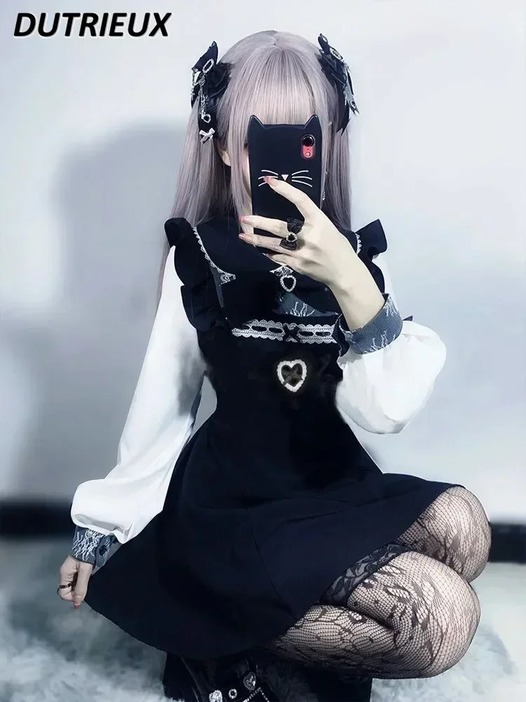 Japanese Spring Women's Sweet Doll Collar Waist Dress Lace Edge Long Sleeve Color Matching Top and Base Shorts Two Piece Set
Japanese Spring Women's Sweet Doll Collar Waist Dress Lace Edge Long Sleeve Color Matching Top and Base Shorts Two Piece Set
