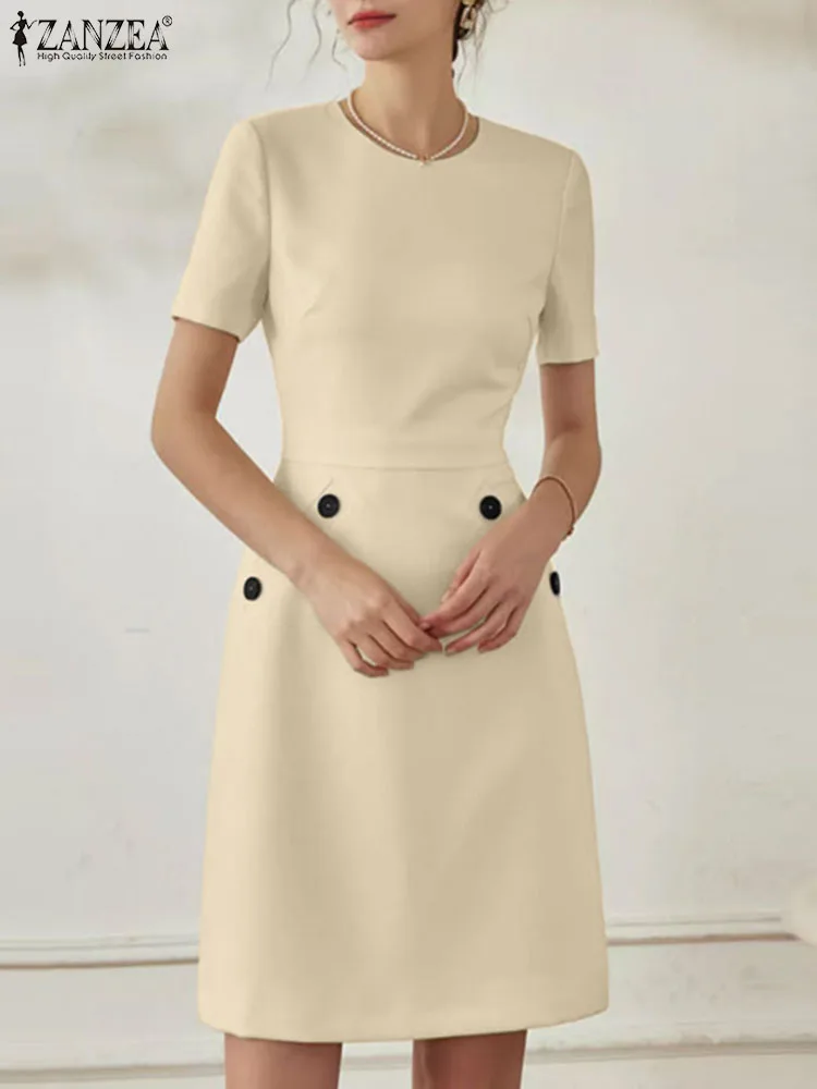 2024 ZANZEA Summer Women O Neck Short Sleeve Knee-length Sundress Fashion Casual Work Vestido Elegant Party A-line Black Dress
2024 ZANZEA Summer Women O Neck Short Sleeve Knee-length Sundress Fashion Casual Work Vestido Elegant Party A-line Black Dress