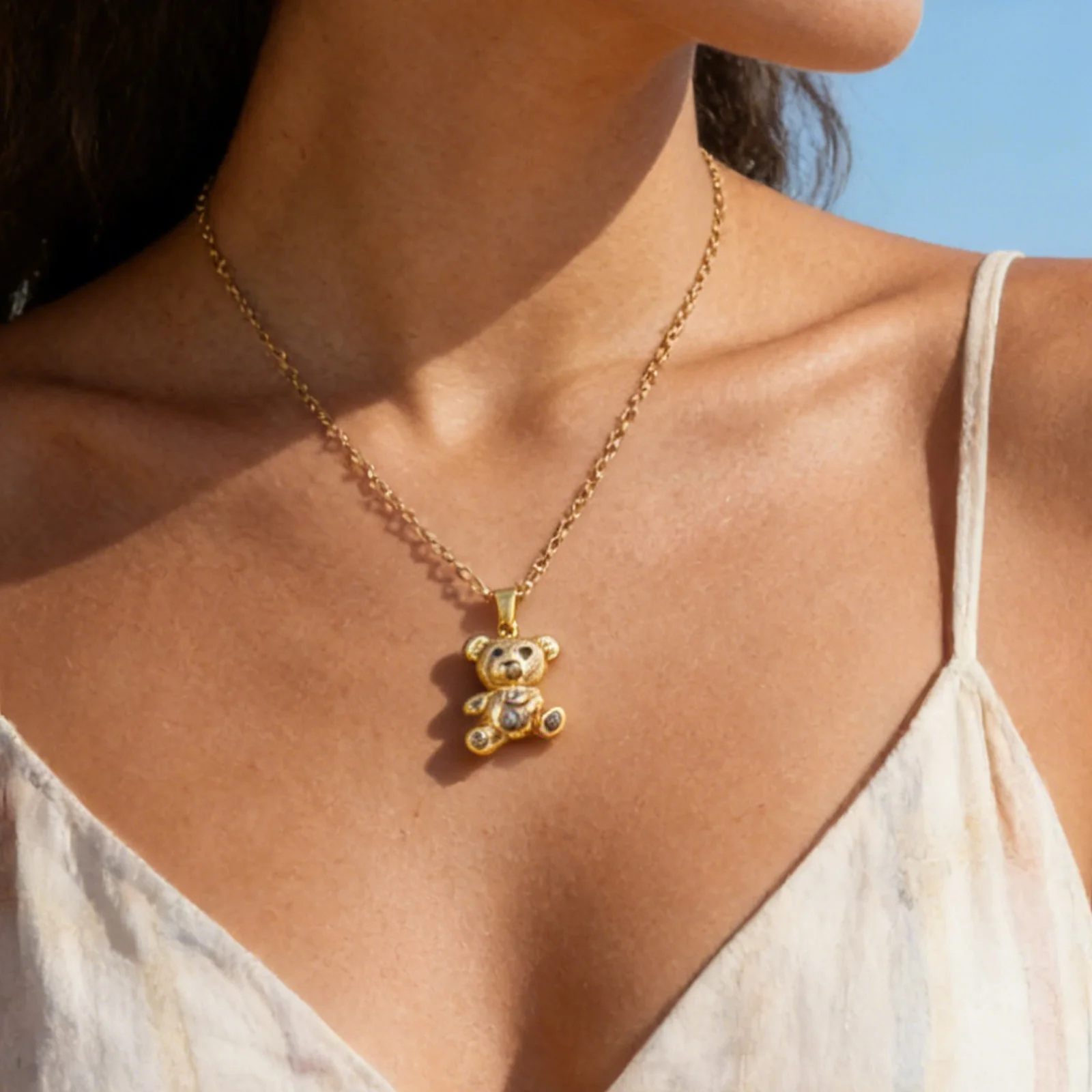 Golden Teddy Bear Zircon Pendant Necklace Adjustable Chain Jewelry Gift for Women Girls
Golden Teddy Bear Zircon Pendant Necklace Adjustable Chain Jewelry Gift for Women Girls