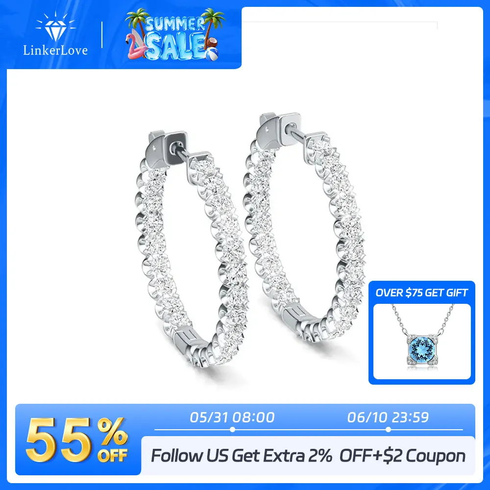 LinkerLove 925 Sterling Silver 28mm Moissanite Hoop Earrings for Women Sparkly Inside Out Diamond Earring Hypoallergenic Jewelry
LinkerLove 925 Sterling Silver 28mm Moissanite Hoop Earrings for Women Sparkly Inside Out Diamond Earring Hypoallergenic Jewelry