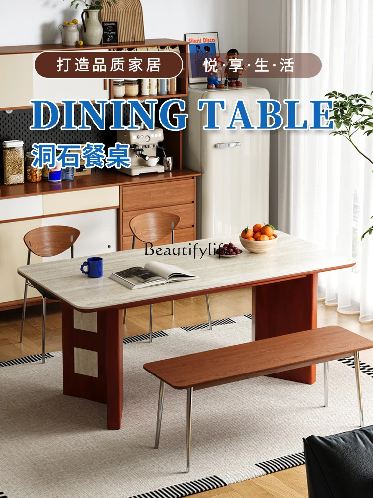 35 Solid wood restaurant small apartment modern simple medieval style wabi sabi rectangular rock slab dining table
35 Solid wood restaurant small apartment modern simple medieval style wabi sabi rectangular rock slab dining table