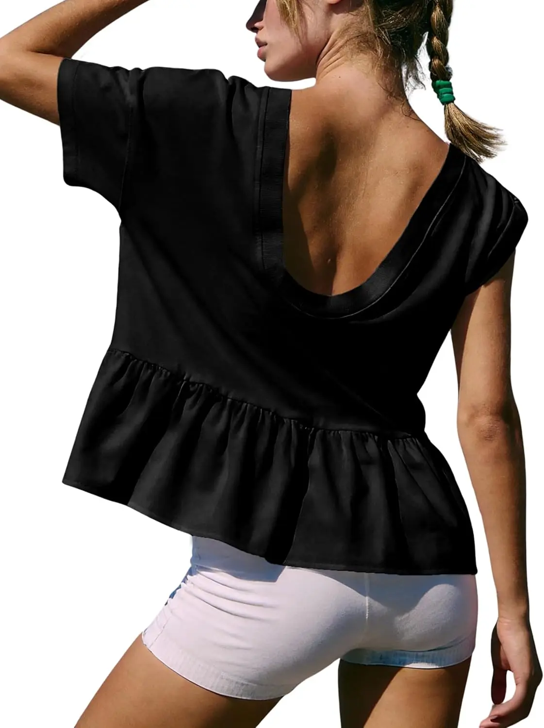 Womens Athletic Gym Babydoll Sweatshirt V-Back Ruffle Hem Flowy Blouses Oversized Peplum Tops Short Sleeve Shirts
Womens Athletic Gym Babydoll Sweatshirt V-Back Ruffle Hem Flowy Blouses Oversized Peplum Tops Short Sleeve Shirts
