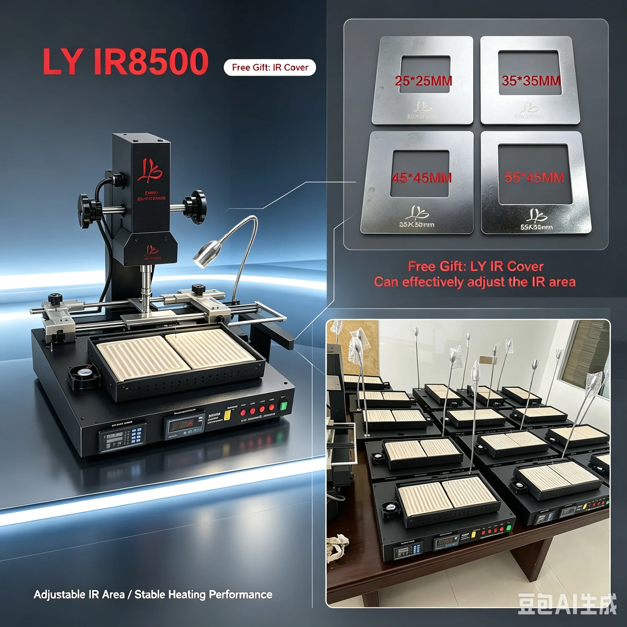 220V LY IR8500 IR6500 V2 BGA Rework Station 2 Zones Infrared Solder Station for Laptop Mobile Motherboard PCB Chip Repair Tools
220V LY IR8500 IR6500 V2 BGA Rework Station 2 Zones Infrared Solder Station for Laptop Mobile Motherboard PCB Chip Repair Tools