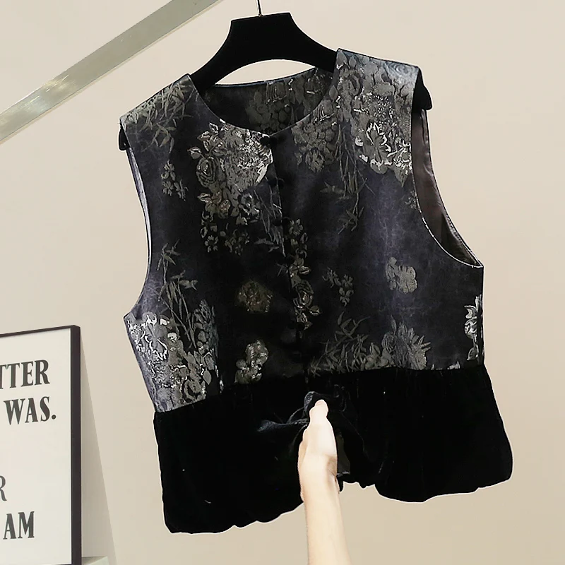 Fashionable Heavy Embroidery Women's Vest Loose Fit round Neck Button up Top Trendy Commute Style Plant Floral Design
Fashionable Heavy Embroidery Women's Vest Loose Fit round Neck Button up Top Trendy Commute Style Plant Floral Design