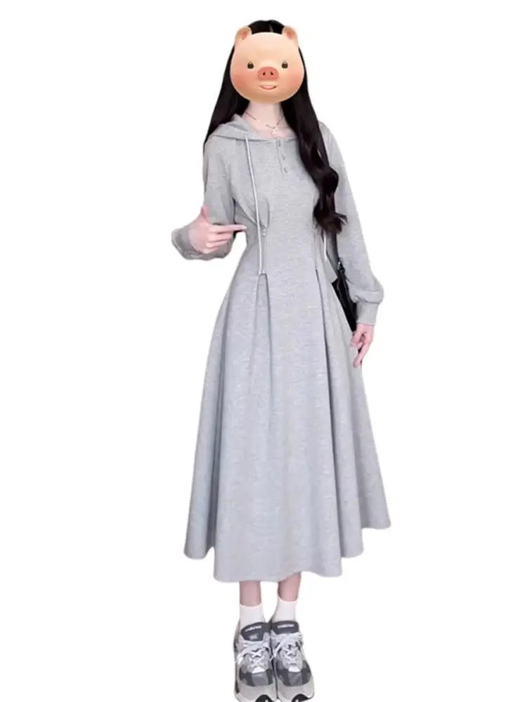 Korean College Style Gray Hooded Sweater Dress Women's Autumn Small Temperament Waist and Thin Skirt
Korean College Style Gray Hooded Sweater Dress Women's Autumn Small Temperament Waist and Thin Skirt
