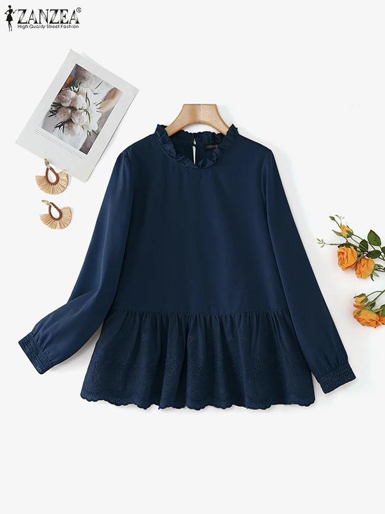 ZANZEA Ruffled Hem Casual Smock Tops Women 2025 Spring Streetwear Stand Collar Blouses Lace Patchwork Long Sleeve Solid Blusas
ZANZEA Ruffled Hem Casual Smock Tops Women 2025 Spring Streetwear Stand Collar Blouses Lace Patchwork Long Sleeve Solid Blusas
