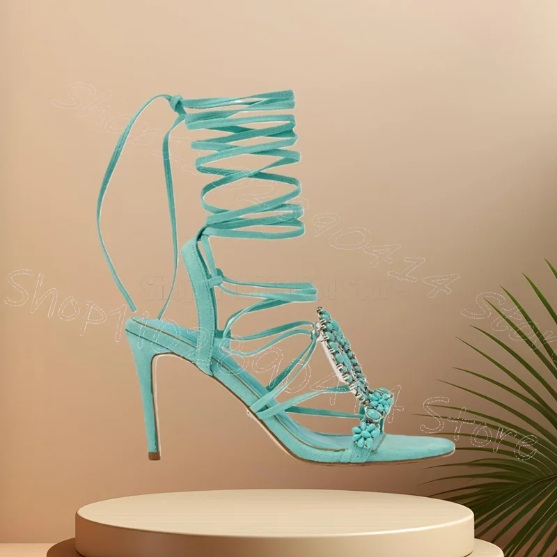 Cyan Floral Beads Design Open Toe Twine Sandals Lace Up Women Shoes Thin High Heels Party Feast Dating 2026 Zapatos Para Mujere
Cyan Floral Beads Design Open Toe Twine Sandals Lace Up Women Shoes Thin High Heels Party Feast Dating 2026 Zapatos Para Mujere