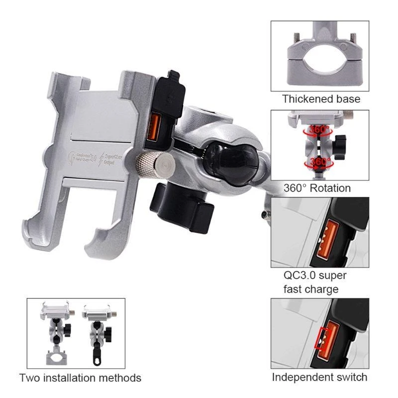 W89C Universal Motorcycle Phone Mount for phone 4.3-6.7 inch Phones
W89C Universal Motorcycle Phone Mount for phone 4.3-6.7 inch Phones