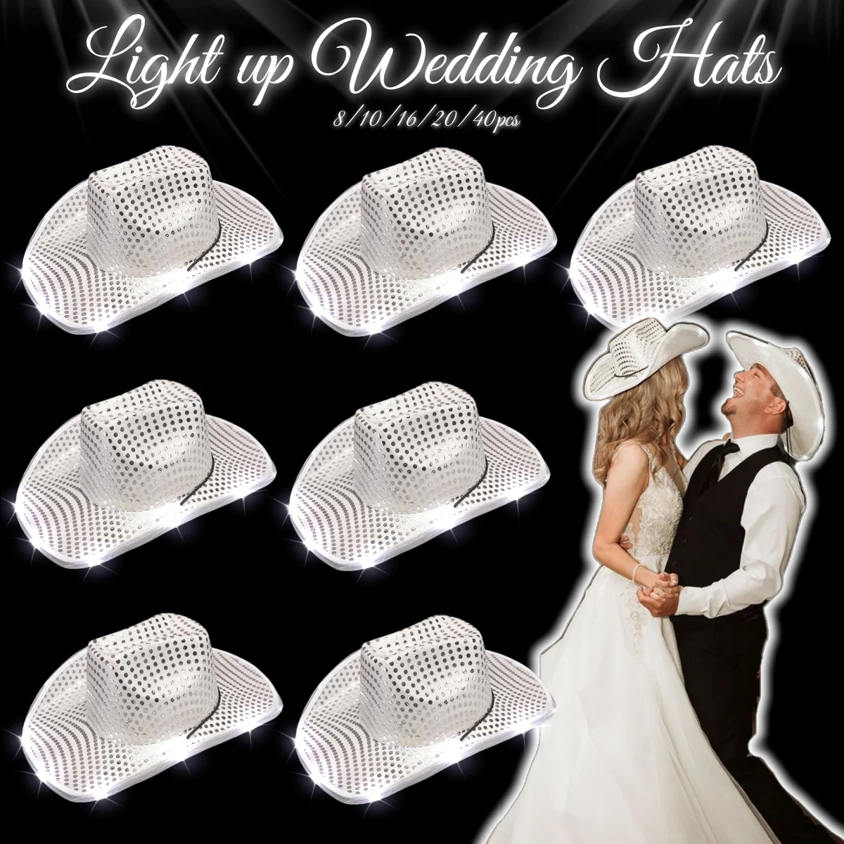 4-40PCS Wedding Light Up Cowboy Hat Led Cowboy Hat Western Party Hats for Wedding Reception Dance Bachelor Party Favors
4-40PCS Wedding Light Up Cowboy Hat Led Cowboy Hat Western Party Hats for Wedding Reception Dance Bachelor Party Favors