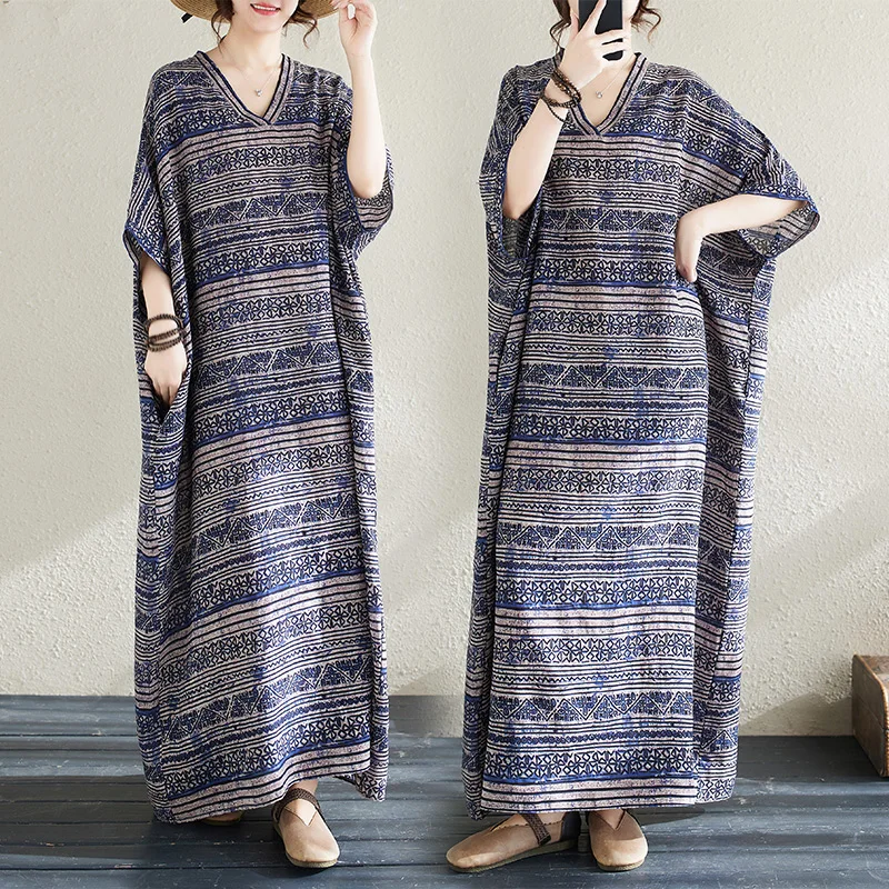 Summer Floral Vacation Style Travel V-Neck Retro Long Dress plus Size Women's Clothing Meat Concealing Loose Slimming Cotton ...
Summer Floral Vacation Style Travel V-Neck Retro Long Dress plus Size Women's Clothing Meat Concealing Loose Slimming Cotton ...