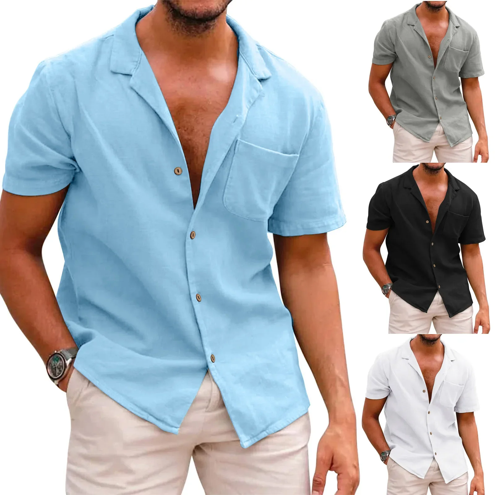 Men's Shirt Solid Color Shirts For Men Cotton Linen Button Shirts Summer Short Sleeve Shirt Blouse harajuku Luxury Man Shirt
Men's Shirt Solid Color Shirts For Men Cotton Linen Button Shirts Summer Short Sleeve Shirt Blouse harajuku Luxury Man Shirt