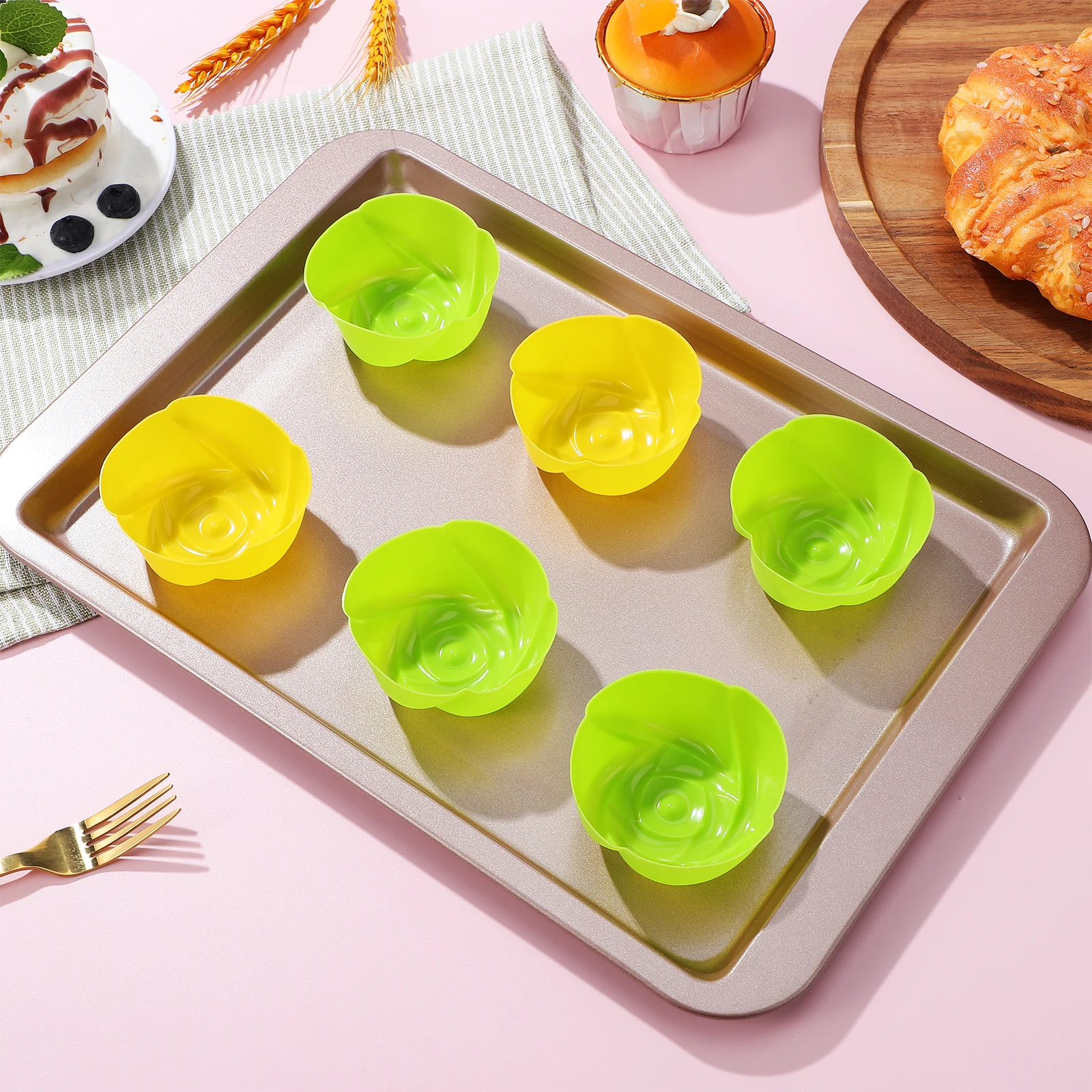 12 pcs Silicone Cake Mold Rose Muffin Cup Pudding Jelly Chocolate Baking Mold Non-Stick Flexible Food-Grade Eco-Friendly For
12 pcs Silicone Cake Mold Rose Muffin Cup Pudding Jelly Chocolate Baking Mold Non-Stick Flexible Food-Grade Eco-Friendly For