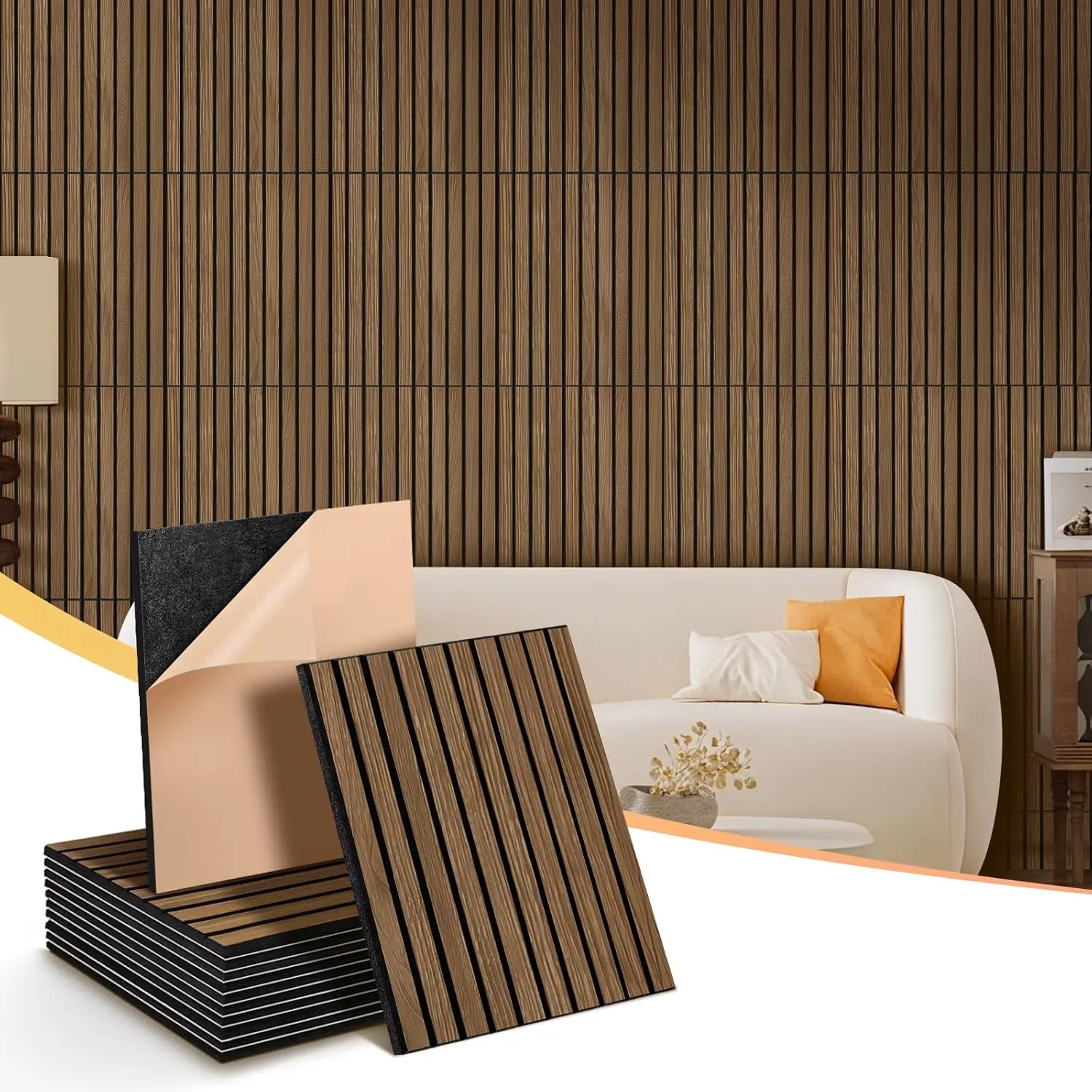 12 Pack Acoustic Wall Panels, Covers 16 Sq Ft - Self-Adhesive Walnut Soundproof Panels for Home Office & Recording Studio
12 Pack Acoustic Wall Panels, Covers 16 Sq Ft - Self-Adhesive Walnut Soundproof Panels for Home Office & Recording Studio