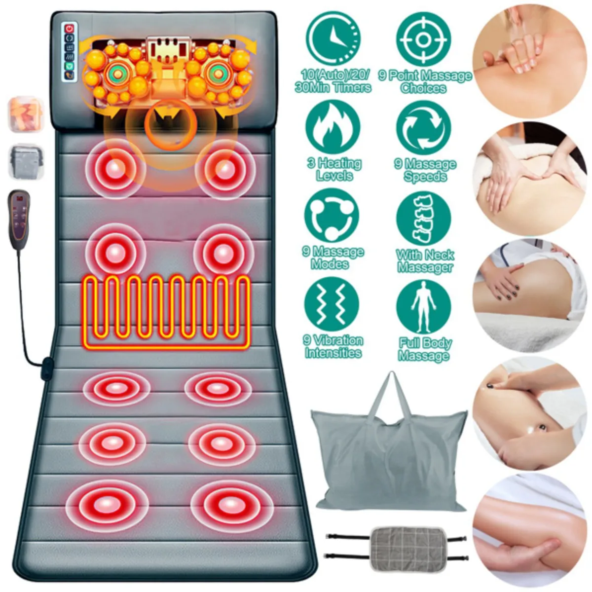 Electric Massage Mattress Vibrating Heating Infrared Massager Kneading Mat For Neck Back Foot Full Body Pain Relief Relaxation
Electric Massage Mattress Vibrating Heating Infrared Massager Kneading Mat For Neck Back Foot Full Body Pain Relief Relaxation