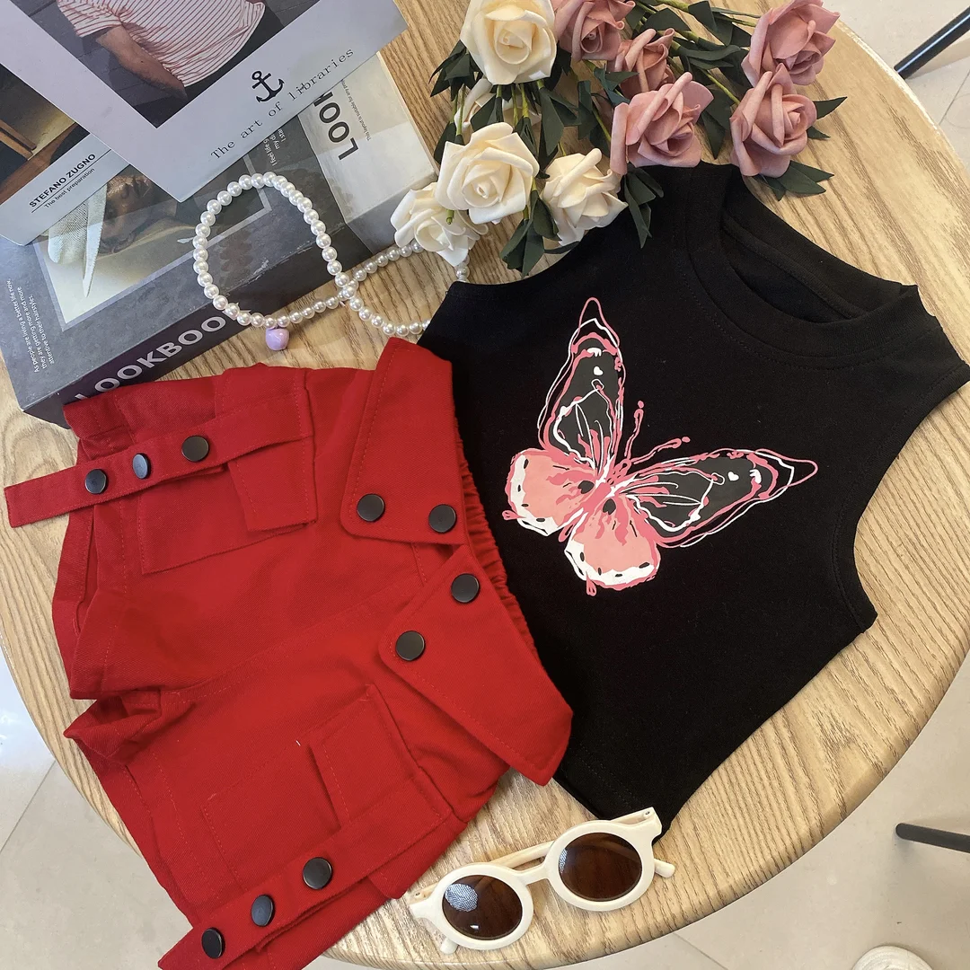 Summer Girls' Casual Set New Children's Butterfly Vest Top Shorts Korean version pants two-piece set
Summer Girls' Casual Set New Children's Butterfly Vest Top Shorts Korean version pants two-piece set