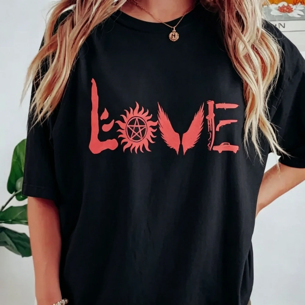 Supernatural Love Graphic Tee Winchester Brothers Shirt SPN TV Series Fans Gift T-shirt Women Summer Casual Cotton Short Sleeve
Supernatural Love Graphic Tee Winchester Brothers Shirt SPN TV Series Fans Gift T-shirt Women Summer Casual Cotton Short Sleeve