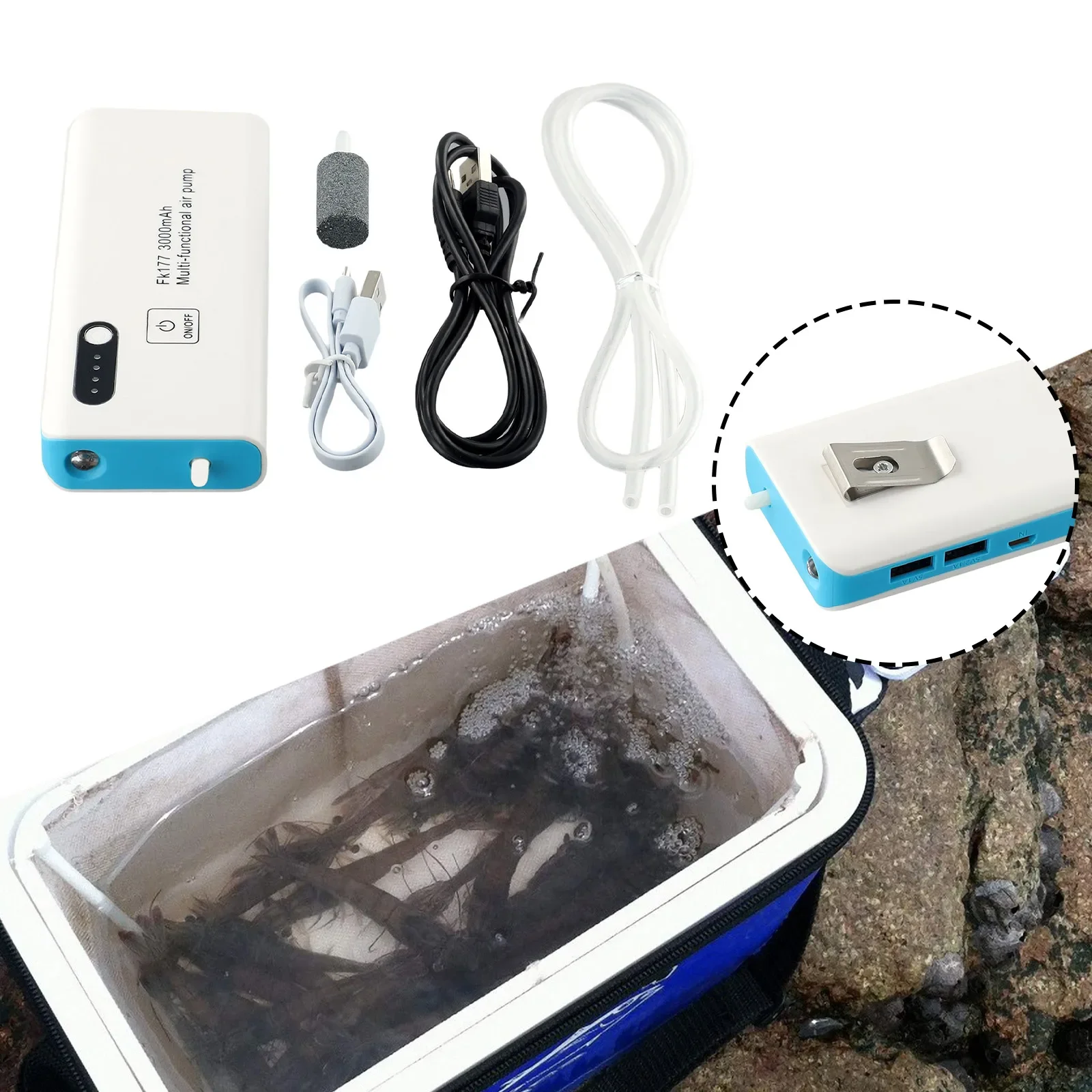 1Set Fishing Aerator Air Pump USB Lithium Battery Charging Oxygen Pump Oxygenated With Stainless-Steel Clip For Live Bait Bucket
1Set Fishing Aerator Air Pump USB Lithium Battery Charging Oxygen Pump Oxygenated With Stainless-Steel Clip For Live Bait Bucket
