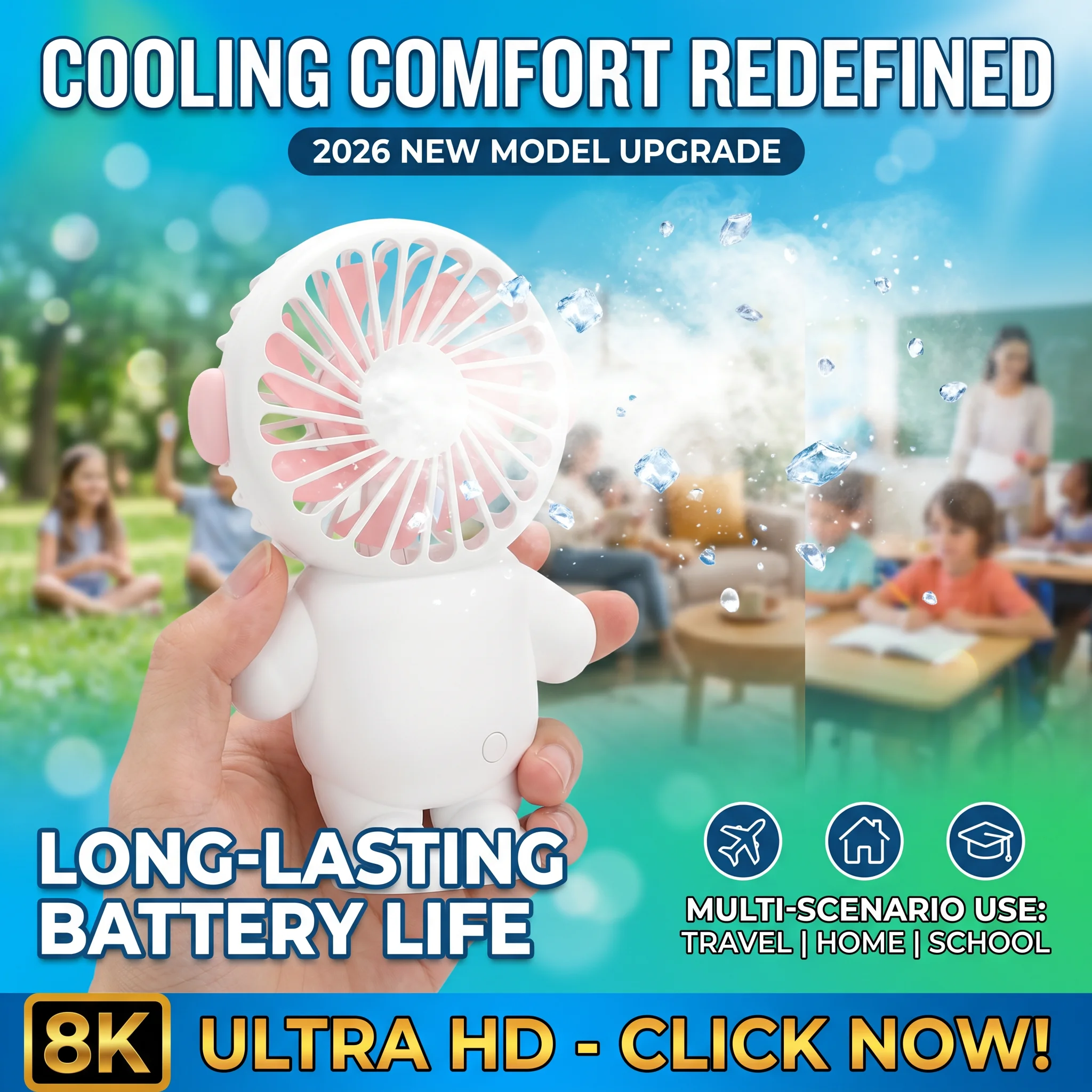 2026 New Upgrade Astronaut Cartoon Portable Three Speed Handheld Desktop Stand Student Charging Model Small Mini Portable Fan
2026 New Upgrade Astronaut Cartoon Portable Three Speed Handheld Desktop Stand Student Charging Model Small Mini Portable Fan