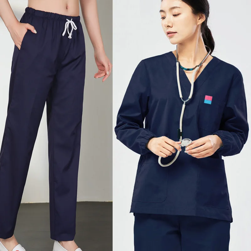 Women Scrub Set Cotton Medical Uniforms Long Sleeve Scrub Top V Neck Nursing Uniforms Doctor Workwear Medical Pants Plug Size
Women Scrub Set Cotton Medical Uniforms Long Sleeve Scrub Top V Neck Nursing Uniforms Doctor Workwear Medical Pants Plug Size