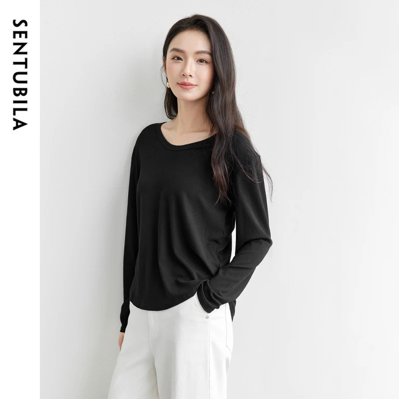 SENTUBILA Women's Irregular Knit T-shirt Solid V Neck Long Sleeve Basic Coat Tops Female Clothing 2024 Winter New W44T57120
SENTUBILA Women's Irregular Knit T-shirt Solid V Neck Long Sleeve Basic Coat Tops Female Clothing 2024 Winter New W44T57120