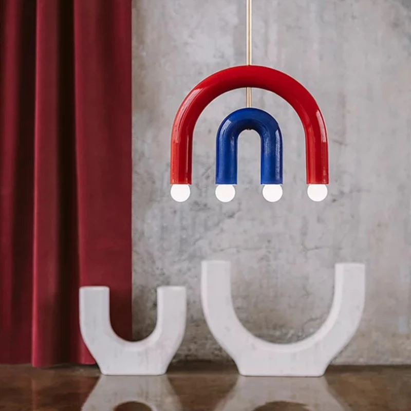 Modern Creative Rainbow Pendant Chandeliers U-shaped Hanging Lamp for Bedroom Parlor Restaurant Coffee Colorful Metal Led Lights
Modern Creative Rainbow Pendant Chandeliers U-shaped Hanging Lamp for Bedroom Parlor Restaurant Coffee Colorful Metal Led Lights