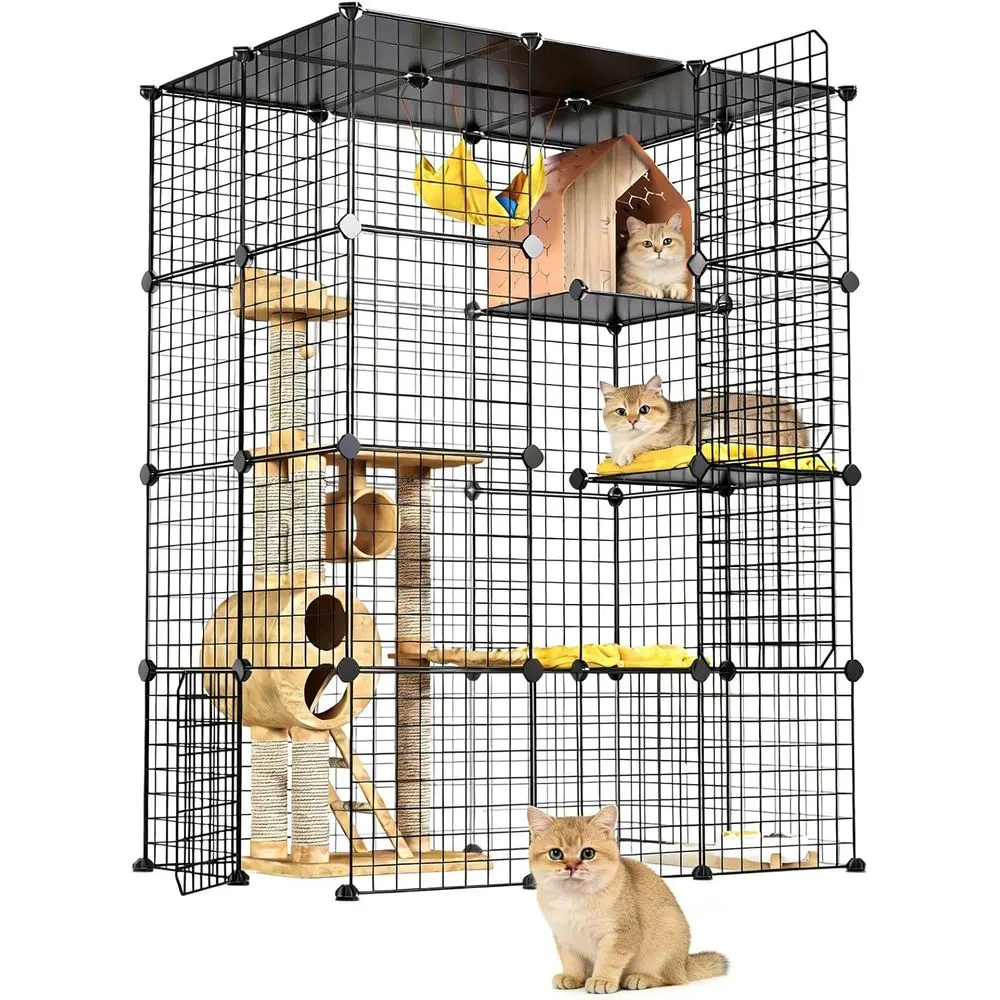 4-Tier 55 Large Metal Cat Cage Playpen, Detachable Wire Kennel for 1-2 Cats Exercise & Rest
4-Tier 55 Large Metal Cat Cage Playpen, Detachable Wire Kennel for 1-2 Cats Exercise & Rest