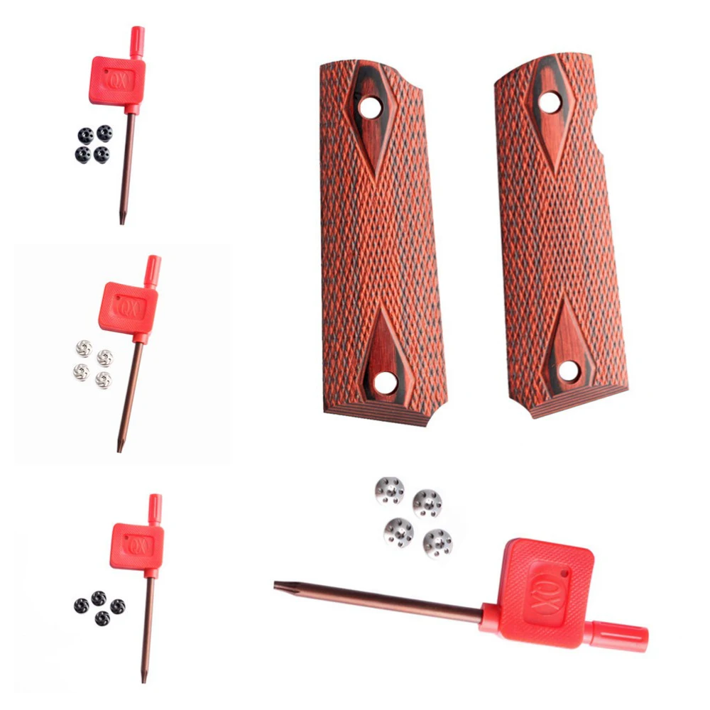 MAGORUI 1911 Hand Grips Anti-slip DIY Checkered Red Diamond Wood Grips With Allen Screws & SS Grip Screws Bushings
MAGORUI 1911 Hand Grips Anti-slip DIY Checkered Red Diamond Wood Grips With Allen Screws & SS Grip Screws Bushings