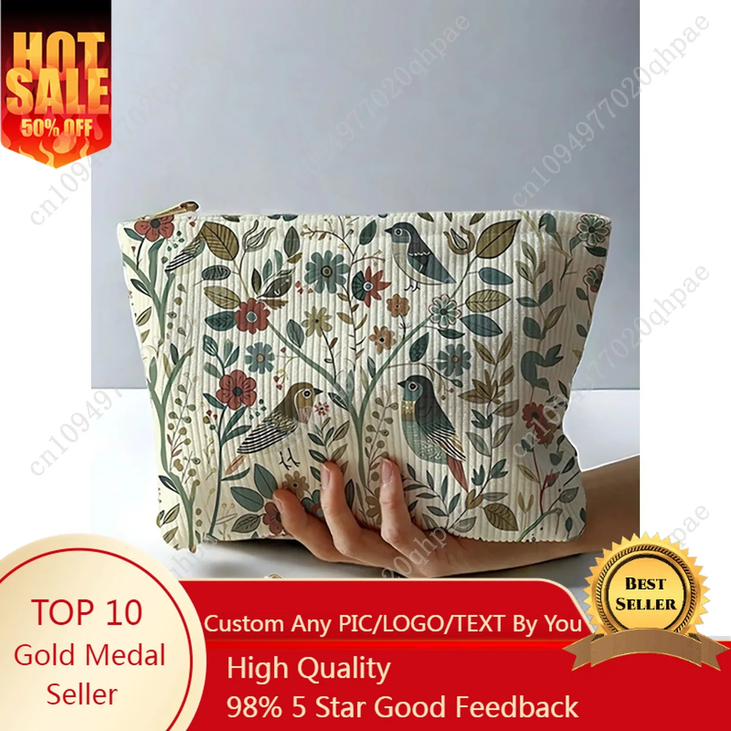 1pc,Branch bird pattern corduroy zipper makeup bag, lightweight and multifunctional cosmetic storage bag
1pc,Branch bird pattern corduroy zipper makeup bag, lightweight and multifunctional cosmetic storage bag