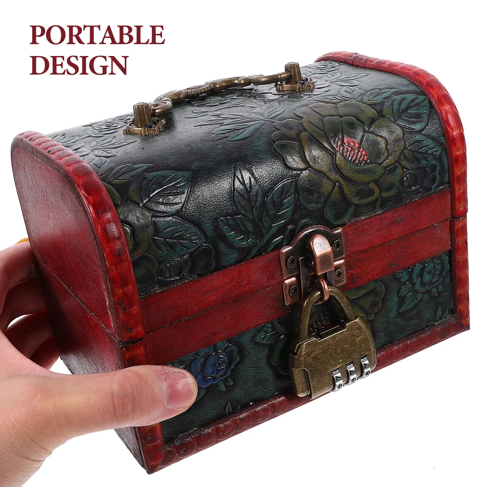 Wooden Jewelry Storage Box Vintage Pirate Treasure Chest Password Lock Retro Style Compact Jewelry Organizer for Rings Earrings
Wooden Jewelry Storage Box Vintage Pirate Treasure Chest Password Lock Retro Style Compact Jewelry Organizer for Rings Earrings