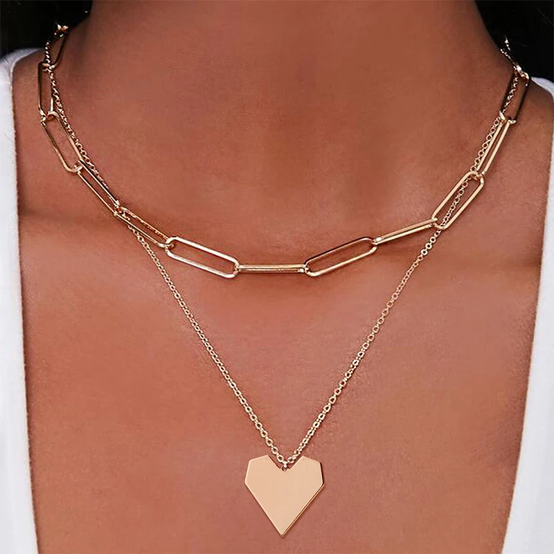 Double Layer Stacking Heart Pendant Women's Necklace Classic Simple Fashion Sweet Cool Jewelry for Vacation Party Concert
Double Layer Stacking Heart Pendant Women's Necklace Classic Simple Fashion Sweet Cool Jewelry for Vacation Party Concert