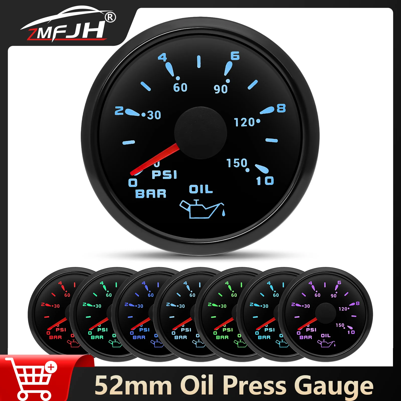 52mm 7 Color Backlight Oil Pressure Gauge 0-10 Bar Oil Press Indicator 0-150PSI Oil Press Meter For Car Marine Boat Yacht 12V24V
52mm 7 Color Backlight Oil Pressure Gauge 0-10 Bar Oil Press Indicator 0-150PSI Oil Press Meter For Car Marine Boat Yacht 12V24V