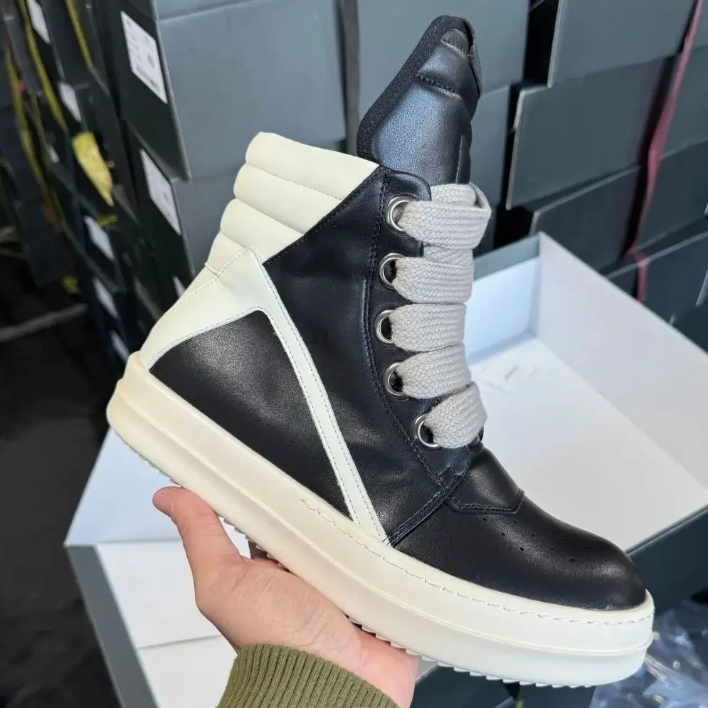 Men Casual Shoes Owens Genuine Leather Thick Sole Platform Increasing High To Ankle Shoes For Woman Brand Designers Sneakers
Men Casual Shoes Owens Genuine Leather Thick Sole Platform Increasing High To Ankle Shoes For Woman Brand Designers Sneakers