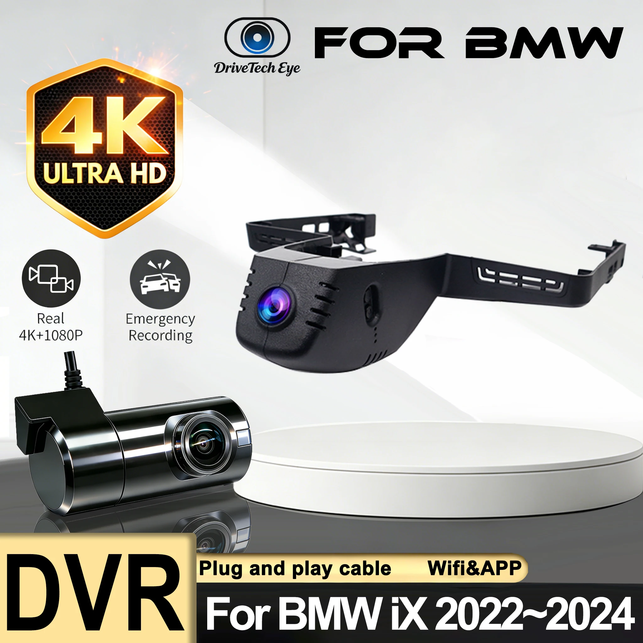 Dash Cam for BMW iX 2022 2023 2024,4K 2160P OEM Look Car DVR Video Recorder Plug and Play Dashcam WIFI Connection Contorl by APP
Dash Cam for BMW iX 2022 2023 2024,4K 2160P OEM Look Car DVR Video Recorder Plug and Play Dashcam WIFI Connection Contorl by APP